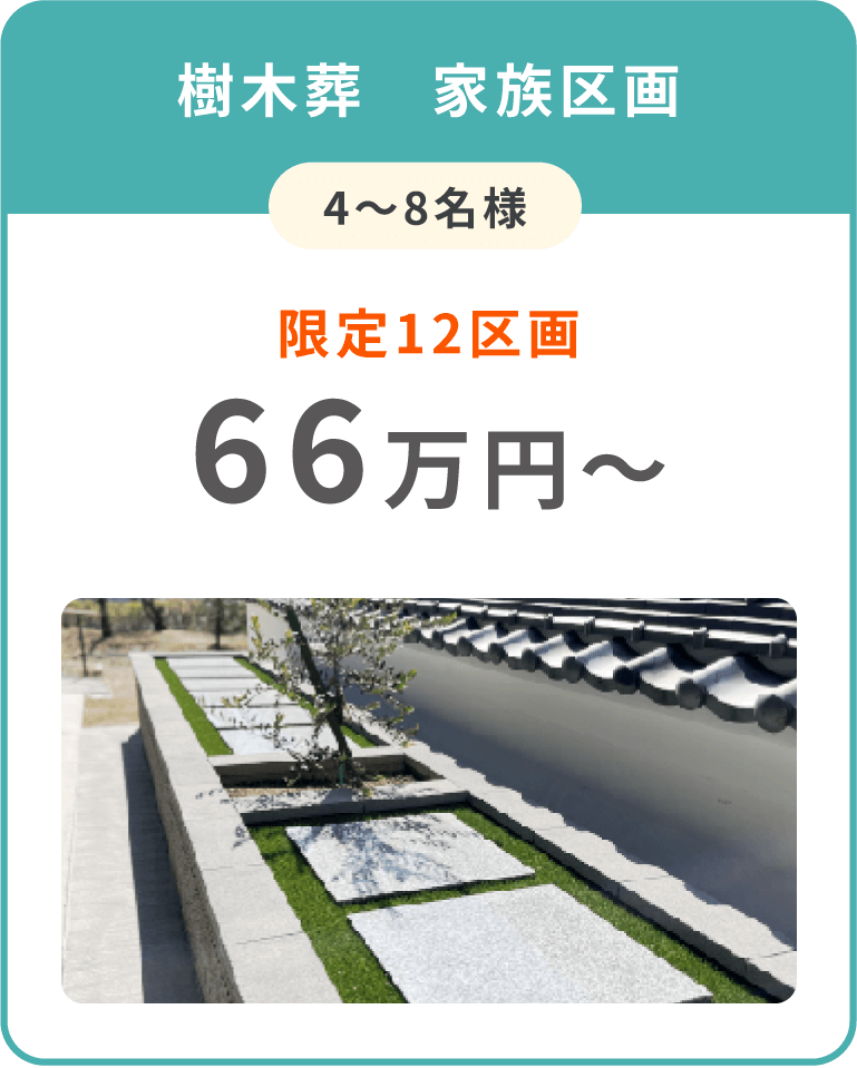 家族区画(4～8名様)限定12区画66万円～